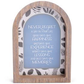 Framed Arch Never Regret Gray 9x13