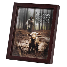 Framed Art Lamb 8x10 He Ran Matt18:12-14