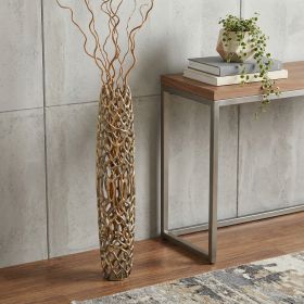 47" Aluminum Gold Twigs Cylinder Floor Vase