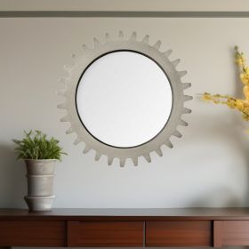 m26" Gray Abstract Wood Framed Accent Mirror