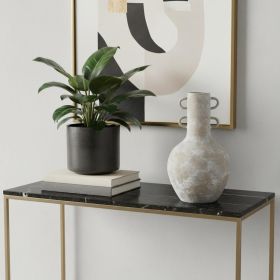 Rustic Whitewash Brown Double Handle Ceramic Vase