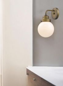 ooOne Light Gold Wall Sconce with Round Glass Shade