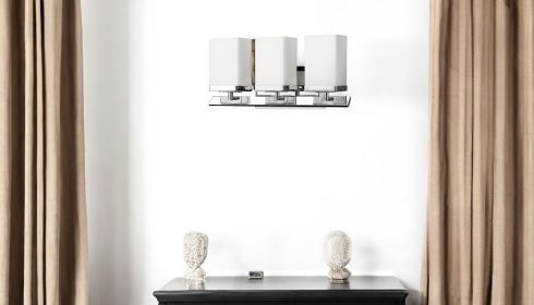 oThree Light Silver Frosted Glass Wall Sconce