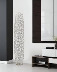 47" Silver Oval Crystal Glass Floor Vase With Faux Crystals