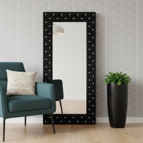 71" Black Wood and Faux Crystal Framed Freestanding and Wall Mount Standing Mirror