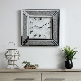 24" Silver Glass Silent Analog Square Wall Clock
