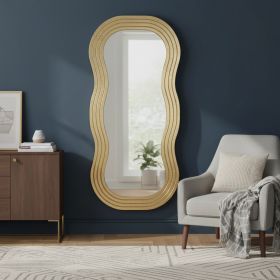 48" Gold Wood Abstract Accent Mirror