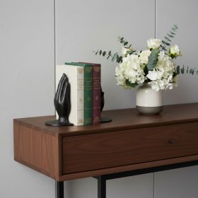 Set of Two Antiqued Bronze Cast Iron Praying Hands Decorative Bookends