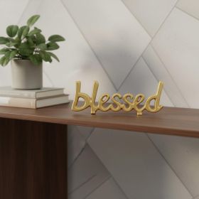 8" Gold Cast Iron Blessed Hand Painted Tabletop Sculpture