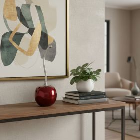 14" Red And Silver Aluminum Cherry Tabletop Sculpture