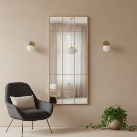 69" Gold Iron Windowpane Framed Full Length Mirror