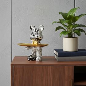 8" Black And White Resin Statue