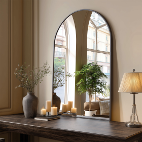 38" Gold Aluminum Arch Framed Accent Mirror