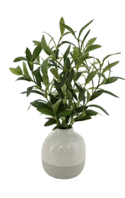 Better Homes & Gardens 14in Indoor Artificial Olive Plant in 2-Tone Ceramic Vase